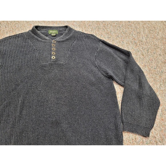 Eddie Bauer Sweater Men XL Grey Henley Chunk Knit Fisherman Outdoors Heavy USA - Picture 5 of 14